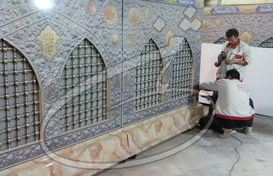 نمایی از طراحی و اجرای پارتیشن حرم امام زاده ابوطالب (ع)،